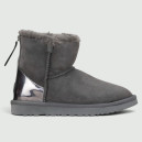 UGG Classic Mini Grey Silver Zip Lacquer