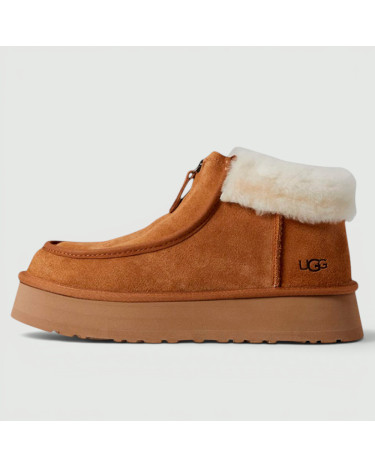 UGG Funkette Low Platform Boots Zip Chestnut 1122551