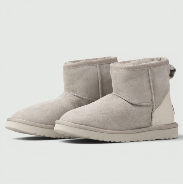 UGG Mini Light Grey Metallic Suede