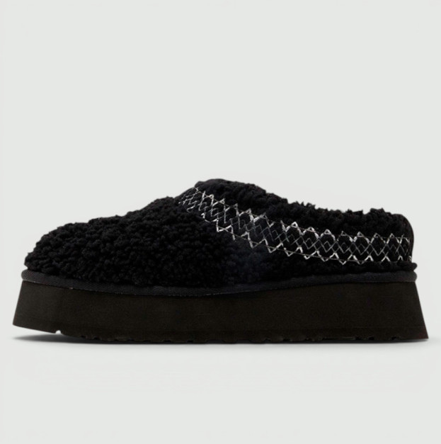 UGG Tazz Slipper Heritage Braid Black Platform 1143976-BLK