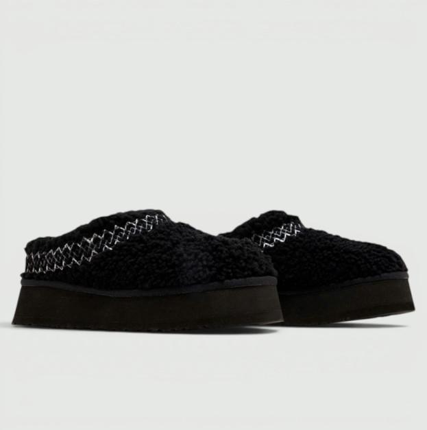 UGG Tazz Slipper Heritage Braid Black Platform 1143976-BLK
