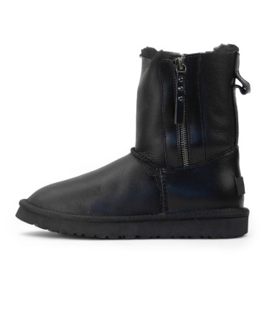 UGG Classic Short Zip Leather Black